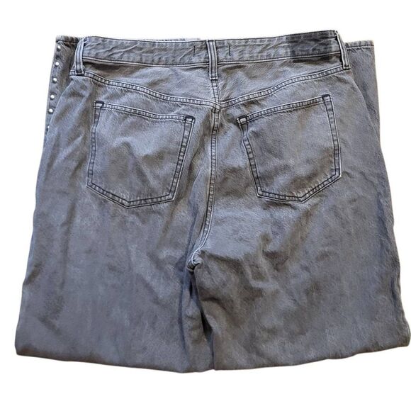 Abercrombie & Fitch Jeans Women's 33 Grey High Rise Curve Love Loose Studded - Picture 2 of 5
